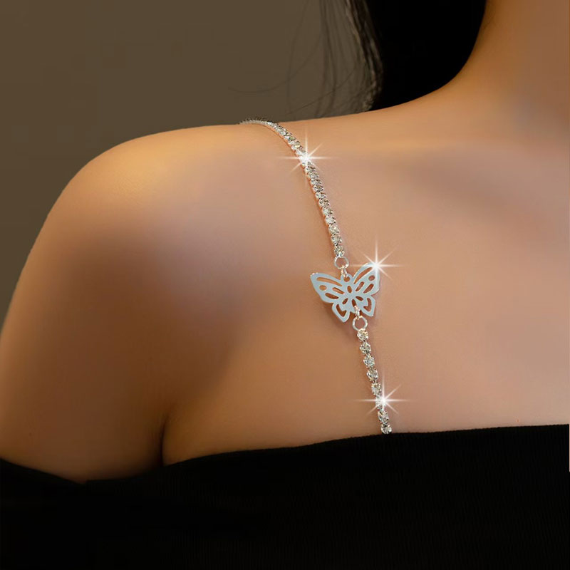 Elegant BH-stropp til kjole med strass (2 par)