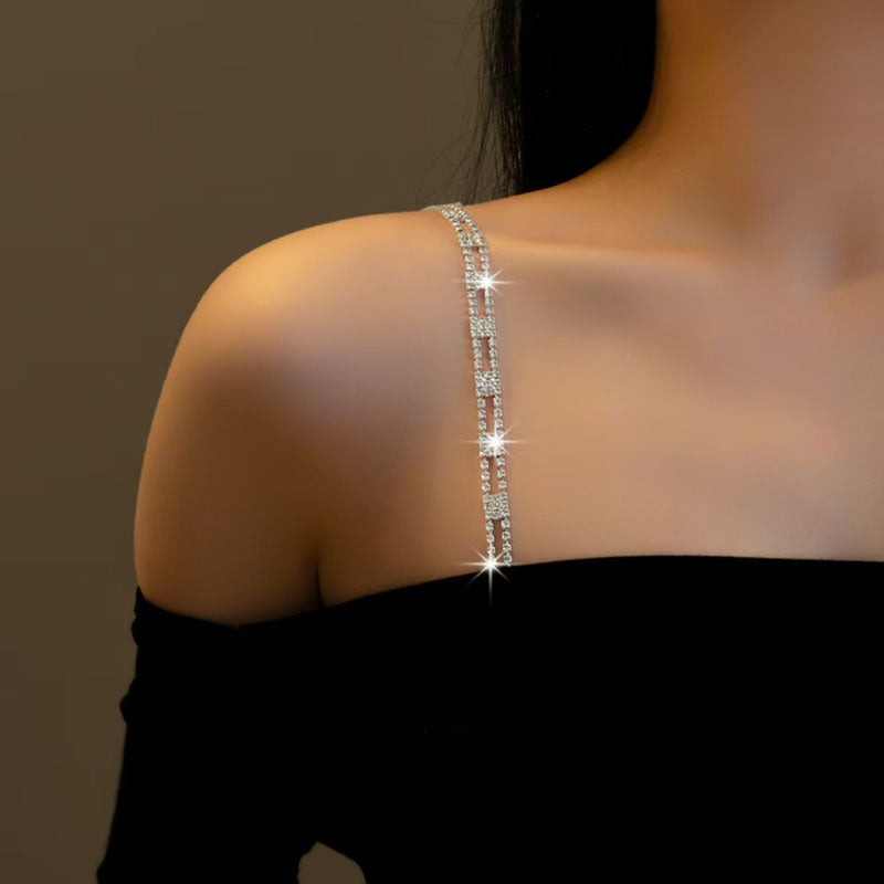 Elegant BH-stropp til kjole med strass (2 par)