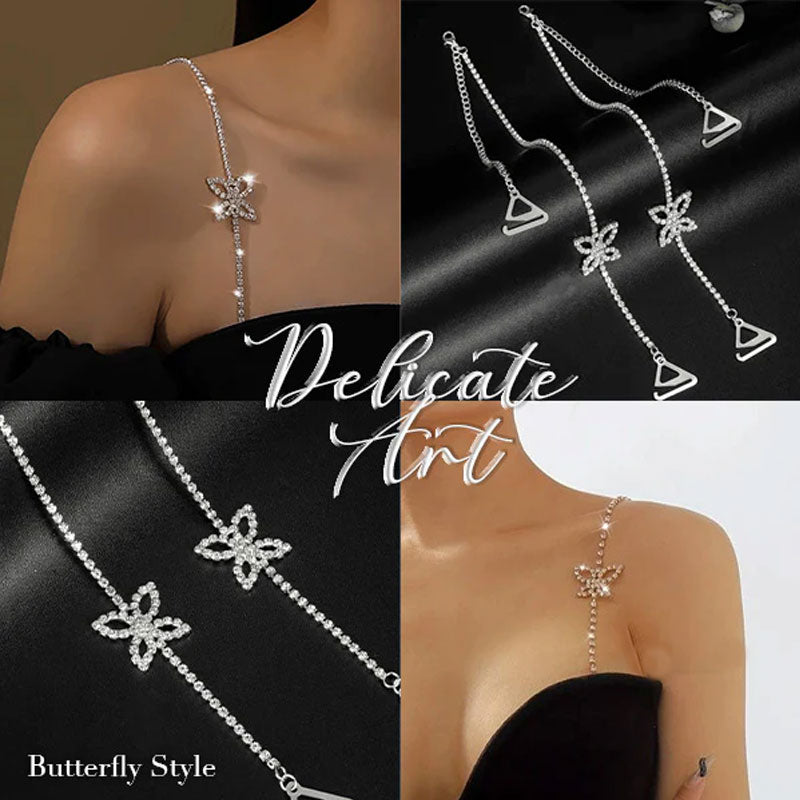 Elegant BH-stropp til kjole med strass (2 par)