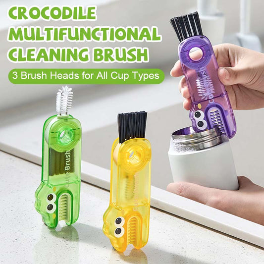 🐊 Krokodille multifunksjonell rengjøringsbørste - 3 børstehoder for alle kopptyper