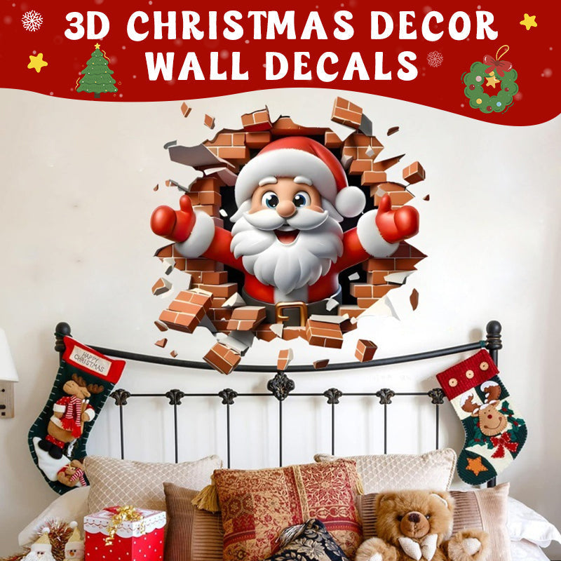 3D Santa Claus Sleigh veggklistremerke