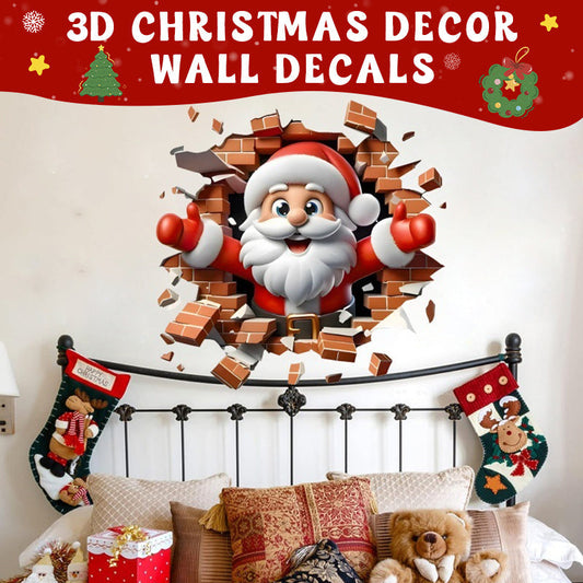 3D Santa Claus Sleigh veggklistremerke