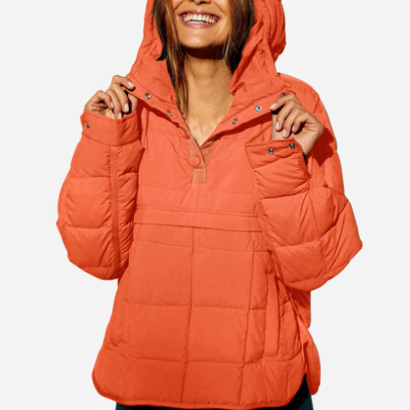 Ensfarget kort bomullsfrakk foran og lang ba