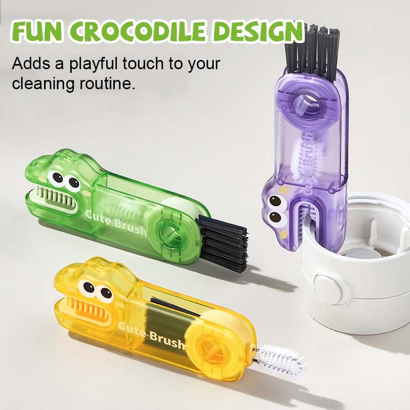 🐊 Krokodille multifunksjonell rengjøringsbørste - 3 børstehoder for alle kopptyper