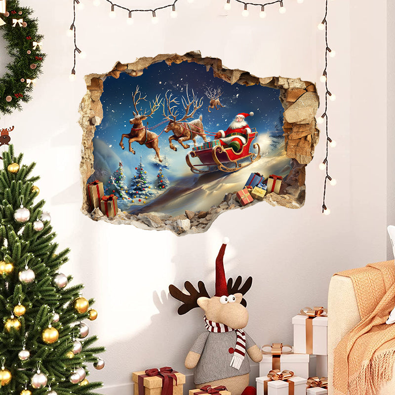 3D Santa Claus Sleigh veggklistremerke