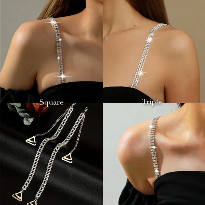 Elegant BH-stropp til kjole med strass (2 par)