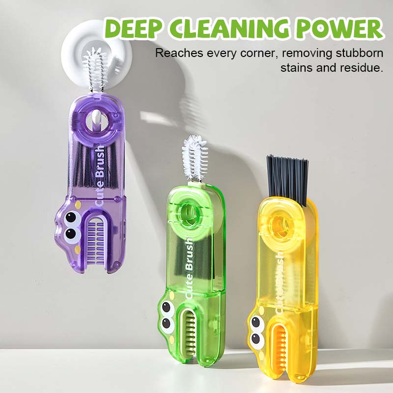 🐊 Krokodille multifunksjonell rengjøringsbørste - 3 børstehoder for alle kopptyper