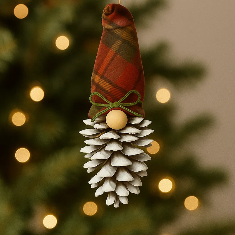 Julepynt av kongler og nisser ✨