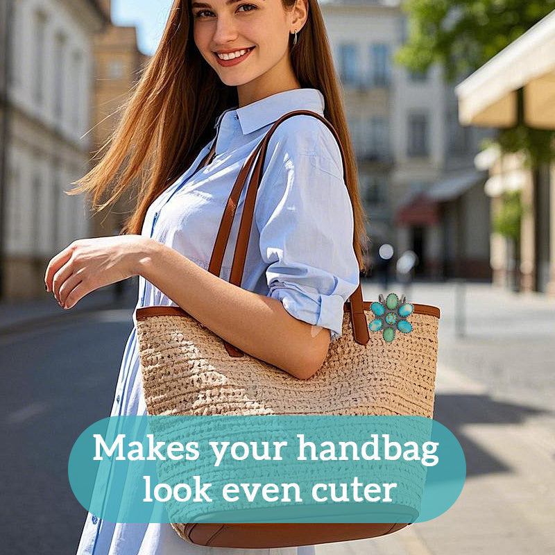 🌼 Turkis Bloom Bag Clip nøkkelholder – Finn nøklene dine med stil