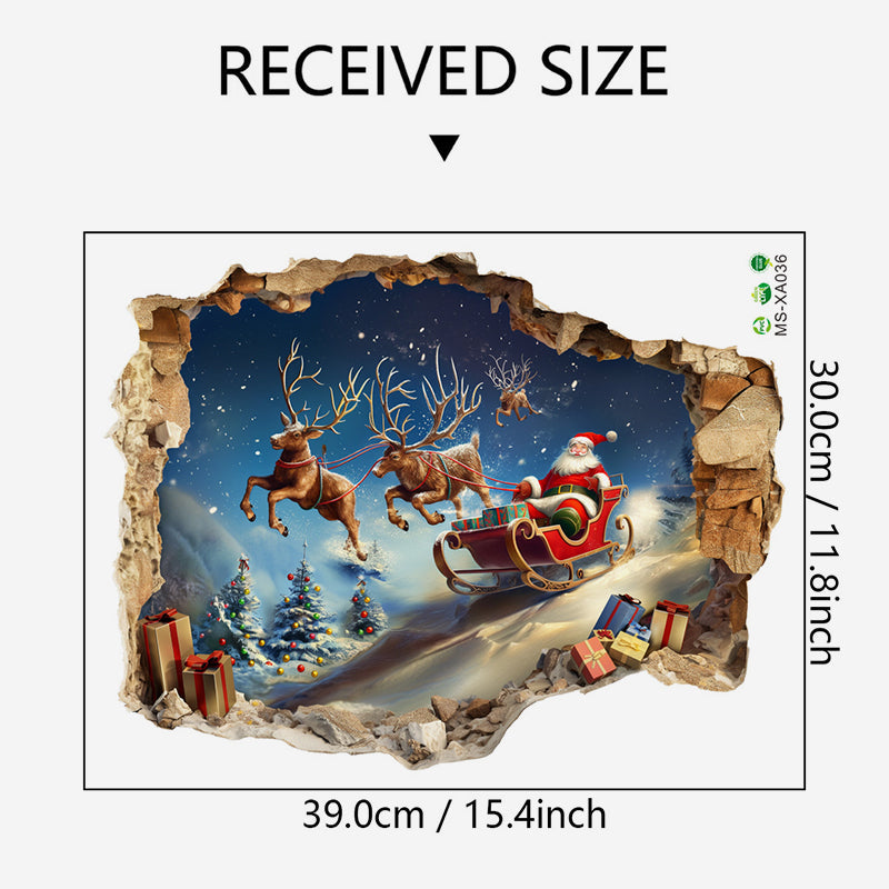 3D Santa Claus Sleigh veggklistremerke