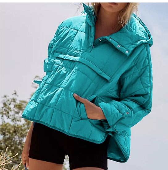 Ensfarget kort bomullsfrakk foran og lang ba