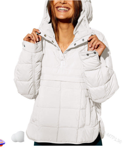 Ensfarget kort bomullsfrakk foran og lang ba