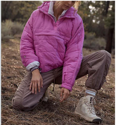 Ensfarget kort bomullsfrakk foran og lang ba