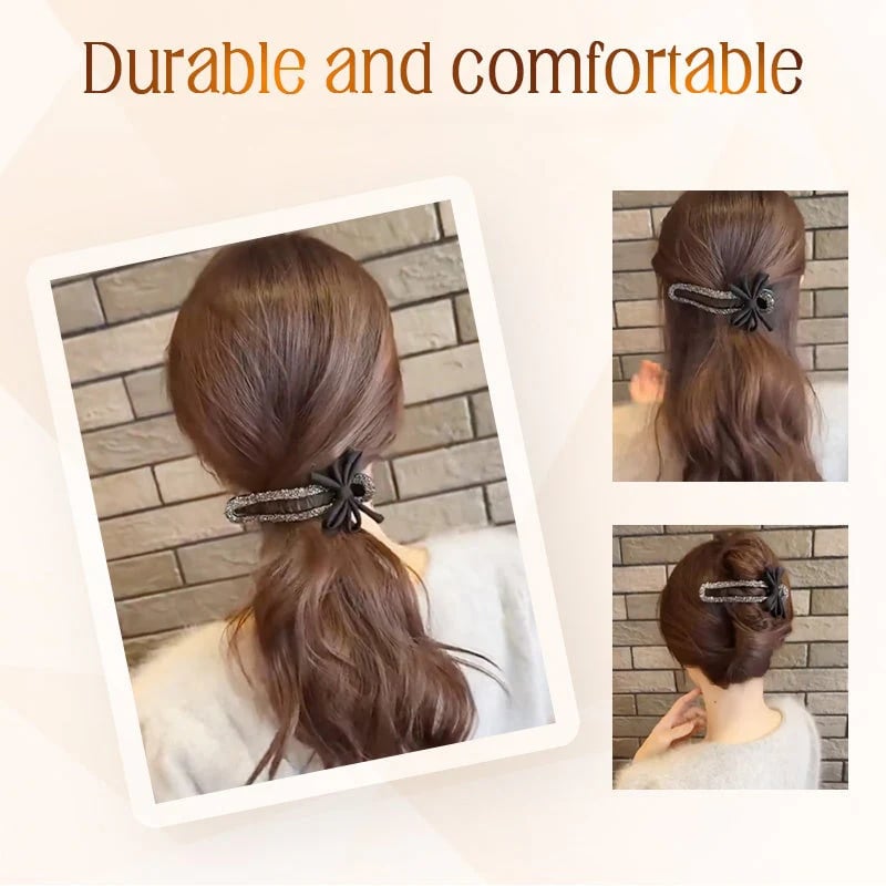 Glitrende elegant svart sløyfehårspenne