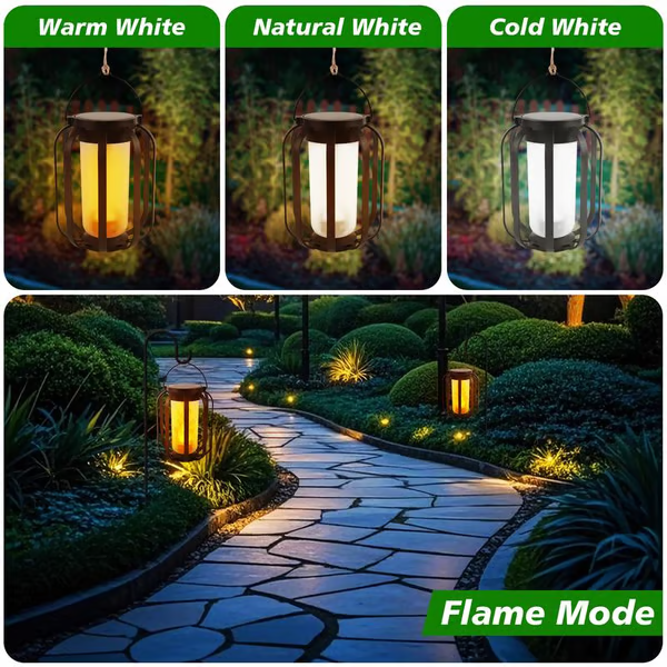 🔥Oppgradert flimrende flamme sollykt utendørs vanntett ly