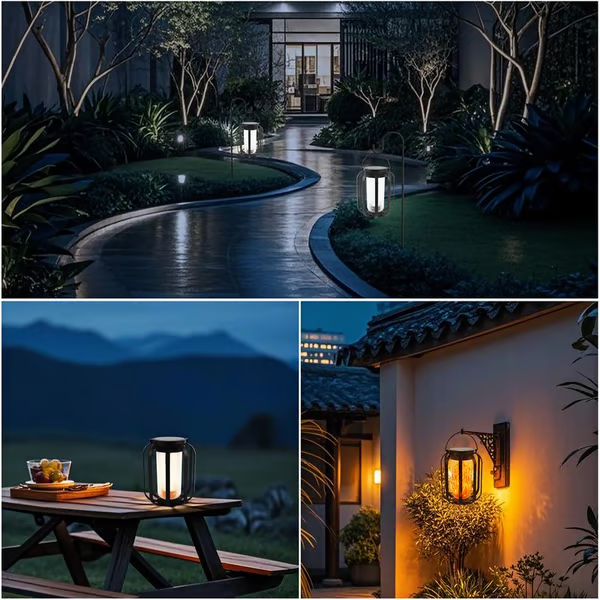 🔥Oppgradert flimrende flamme sollykt utendørs vanntett ly