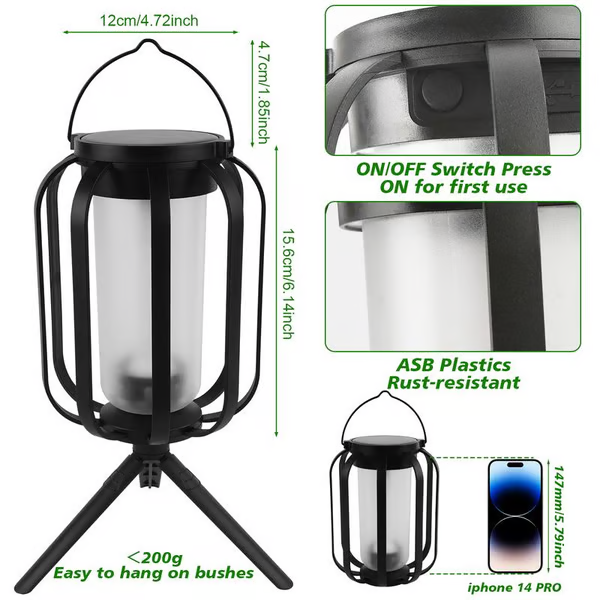 🔥Oppgradert flimrende flamme sollykt utendørs vanntett ly