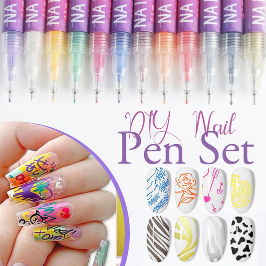 🎁Hot Sale 50% OFF⏳12 farger Nail Art Pens Set